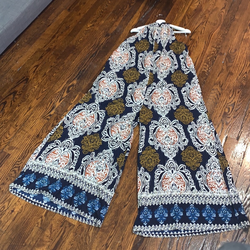 Ashley Stewart NEW Halter Jumpsuit 18/20 Peacock Wide Leg Palazzo Romantic Party - Picture 12 of 15